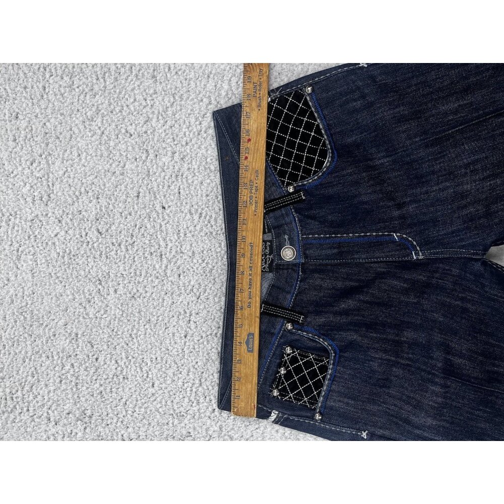 Men's Ak:Cess Akcess Dark Wash Baggy Y2K Embellished Denim Jeans Size 36x32 - Picture 10 of 16